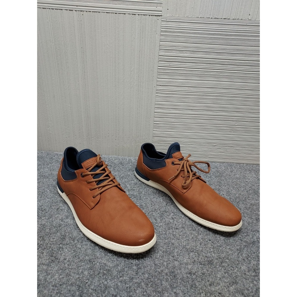 Aldo Men Dress Shoe 9.5 Brown Leather Derby Colby Lace Up Round Toe‎ Business